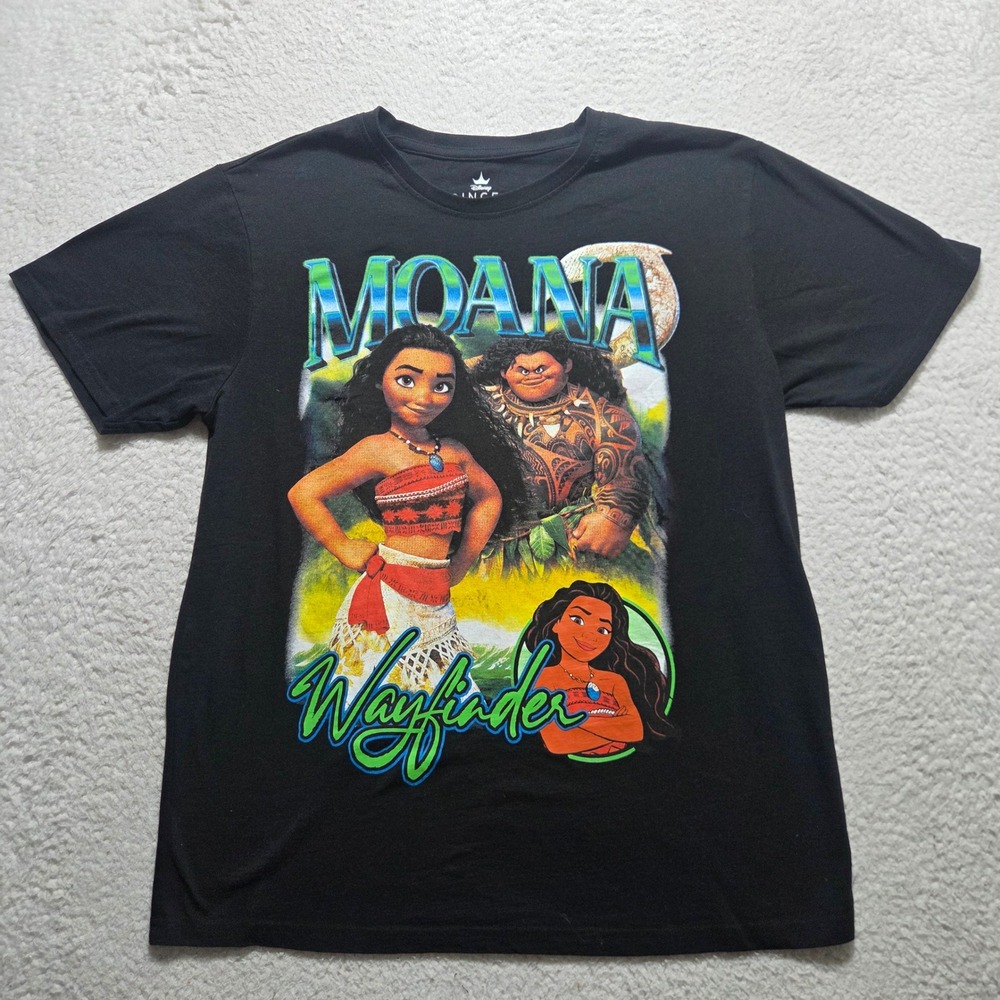 Disney Moana Wayfinder T Shirt Women Large Black Graphic Short Sleeve Maui Tee